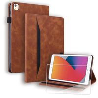 Verre trempé + Coque Pour iPad 9e-8e-7e Génération (2021-2020-2019) iPad 10.2" Housse Tablette étui marron de Cover Protection