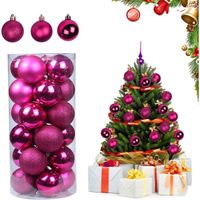 Boule Sapin de Noël, 24 Pièces Boules de Noël, Baubles d'arbre de Noël, Boule de Noël en Plastique Incassable, décoration Suspen119