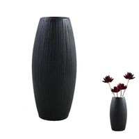 Vase à fleurs noir,VIPITH en céramique, vase pour herbe de pampa, vase pour décoration de bureau à domicile table - 18.3 x 4 cm
