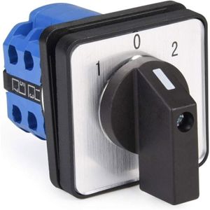Interrupteur Rotatif DPDT 8 Broches - AC 250V/5A, 3 Positions ON-OFF-ON, Tête Carrée