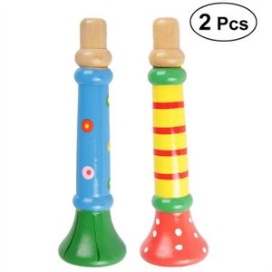 TABLE JOUET D'ACTIVITÉ 2 pcs En Bois Cor Hooter Trompette Instruments Mus