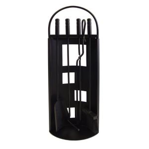 Relaxdays Ensemble serviteur de chemin/ée 4 pi/èces accessoire chevalier fonte pelle balai tisonnier argent/é