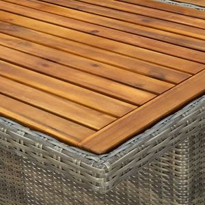 TABLE DE JARDIN  Table de jardin - Meilleures Mobiliers - Marron Résine tressée et bois d'acacia massif - 200x100x74cm