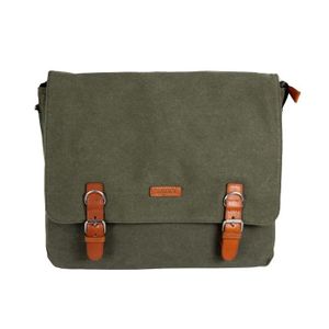 Petit Sac Bandoulière Mixte KATANA - Toile Et Cuir, 21x19x6 Cm, Poche Zippée, Réglable, Couleurs Disponibles