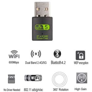 CLE WIFI - 3G Adaptateur Usb Wifi - Limics24 - Bluetooth Pc 600Mbps Clé Dongle Double Bande 2.4-5.8 Ghz 4.2 Sans Fil Réseau