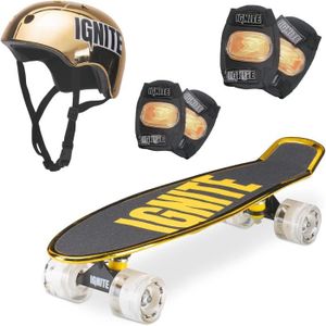 SKATEBOARD - LONGBOARD Mondo Toys - Skateboard Ignite Combo Pack Chroma Gold | avec protections | misure 55 x 15 - couleur or