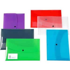 Pochette Porte Document Plastique avec Bouton Pression Transparentes A4 Couleurs Vives Transparentes 333x 235 mm Lot de 50 PCS(Blanc)