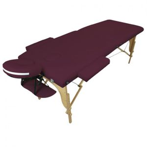 TABLE DE MASSAGE - TABLE DE SOIN Table de massage pliante 2 zones en bois avec panneau Reiki + Accessoires et housse de transport - Prune - Vivezen
