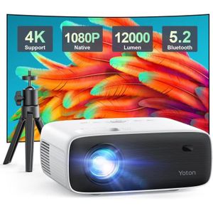 Vidéoprojecteur Vidéoprojecteur Yoton Y6 - 4K Support Full HD 1080P 12000 Lumens,Bluetooth,Trépied Inclus 
