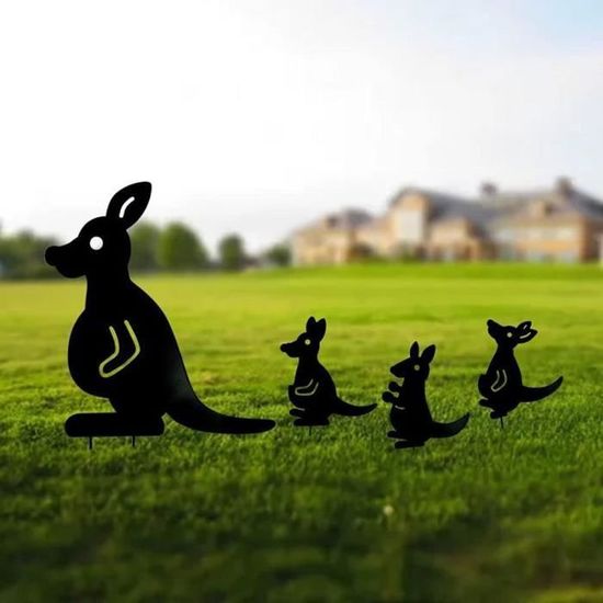 Décoration Jardin Lapin En Métal 23x30 Cm - Fer Forgé Noir, Piquet Inclus, Pour Extérieur