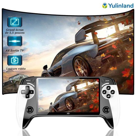 Console Rétro X9 – 6200+ Jeux, écran IPS 5,5 Pouces, 8 Go Extensible – Sortie TV, Vidéo, Musique – Cadeau Gamer