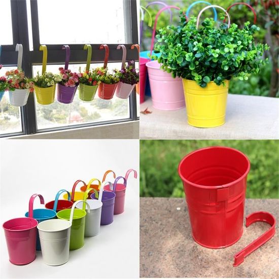 Pots de fleurs en fer à suspendre pour balcon/jardin - Marque - Modèle - Cylindrique - Blanc - 100cm