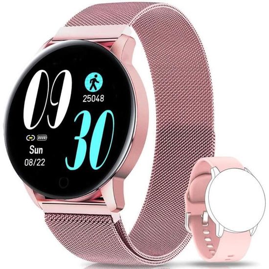 NAIXUES Montre connectee Femmes IP67 avec Pression arterielle 8 Modes de Sport cardiofrequencemetre Moniteur de Sommeil Noti572
