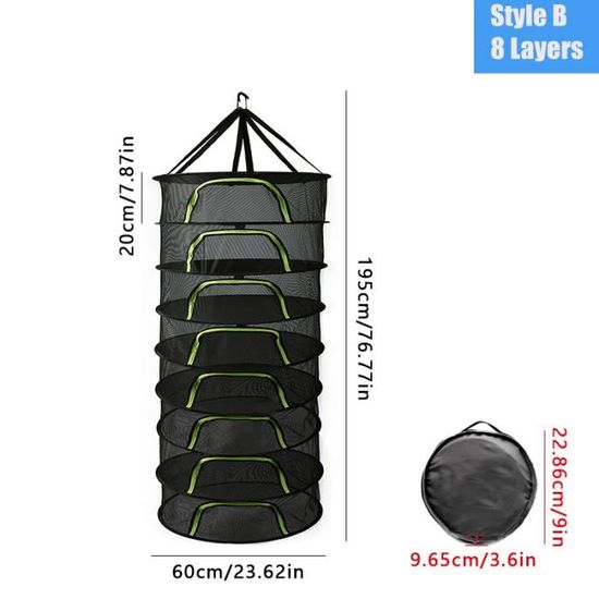 Filet De Séchage 6 étages Pour Herbes Aromatiques - Diamètre 60 Cm - Pliable Avec Fermeture éclair - Pour Plantes, Fleurs, Légumes