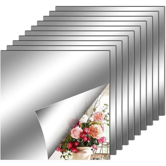 10 Miroirs Souples Autocollants Sans Verre - Décoration Murale Facile Pour Salon, Chambre, Salle De Bain