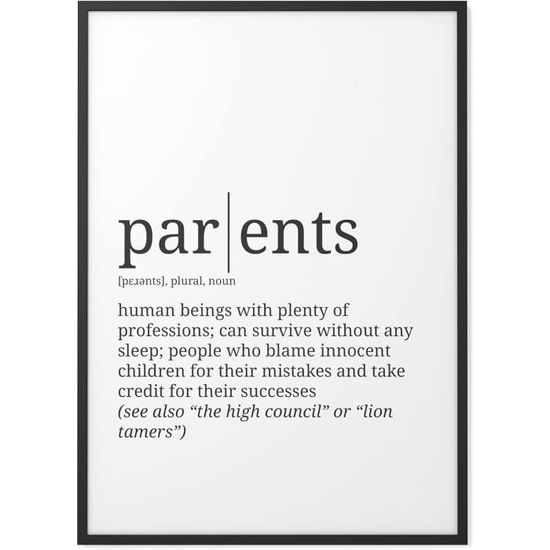 Définition Parents, 40X60 Cm Décoration Murale Pour Salon, Chambre À
