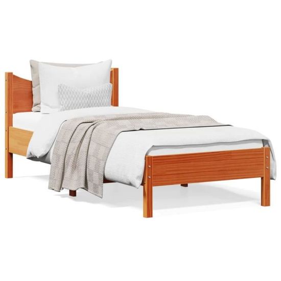 Cadre de lit avec tiroirs cire marron 90x190 cm bois pin massif