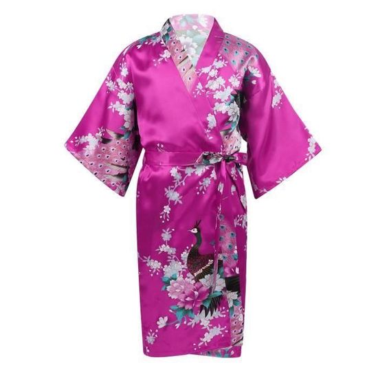 Peignoir Kimono Fille - Manches Courtes Oversized, Ceinture - Motif Mignon - Pour Bain, Détente - Tailles 2-3 Ans à 7-8 Ans - 8