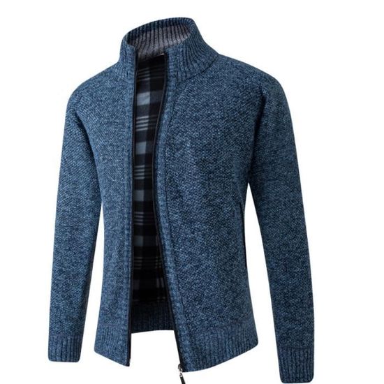 Cardigan Homme à Fermeture éclair - Manches Longues, Poches Zippées - Décontracté Et Confortable - Pour Automne/hiver - 6
