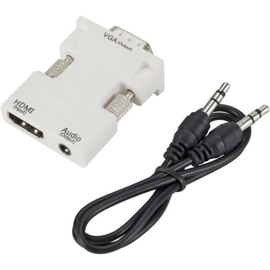Mini adaptateur HDMI vers VGA avec audio mâle vers HDMI femelle convertisseur ordinateur