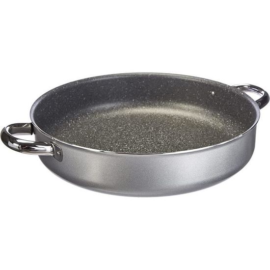Casserole Anti-adhésive Home Stone 22cm - Revêtement Pierre Avec 2 Anses, Gris Anthracite