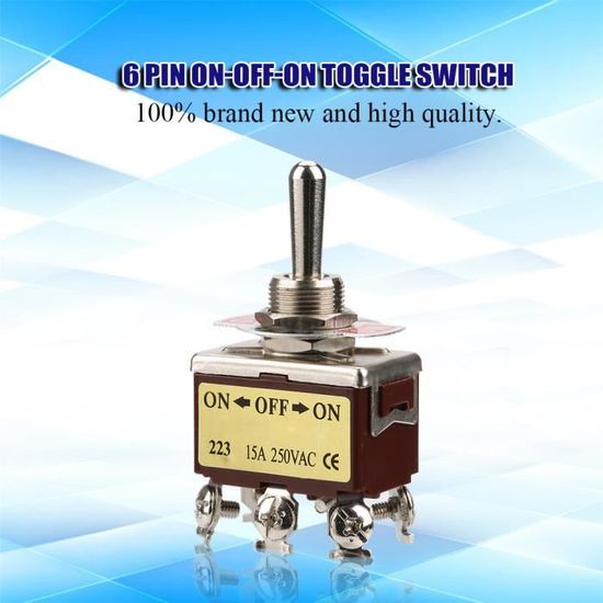 10PCS Mini-interrupteur à Bascule, Interrupteur à Bascule SPDT Momentané à 3 Positions On-Off 120V 6A, Interrupteur à Bascule à 3 Broches 6mm