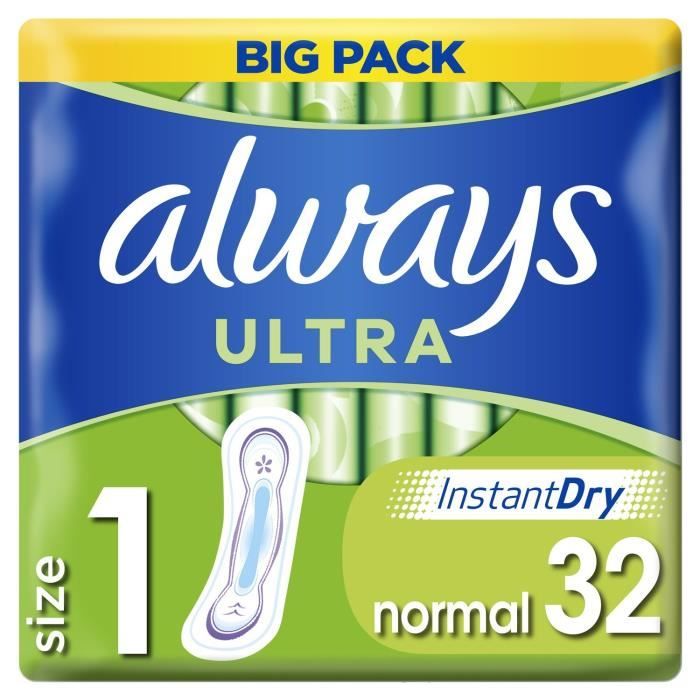 LOT DE 9 - ALWAYS Ultra Normal Taille 1 Serviettes Hygiéniques - paquet de 32