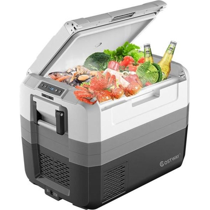COSTWAY 55L Réfrigérateur Portable -22 ℃ à + 10℃ Réfrigérateur de Voiture 100-240V Mini Réfrigérateur pour Camping A+