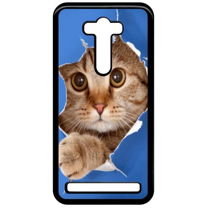 Coque asus zenfone 2 laser ze550kl - chat trou - noir