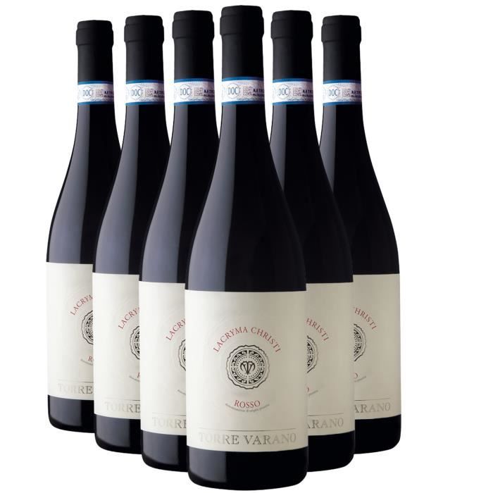 Lacryma Christi Rouge 2020 - Lot de 6x75cl - Torre Varano - Vin DOP Rouge - Origine Italie - Cépages Aglianico, Piedirosso