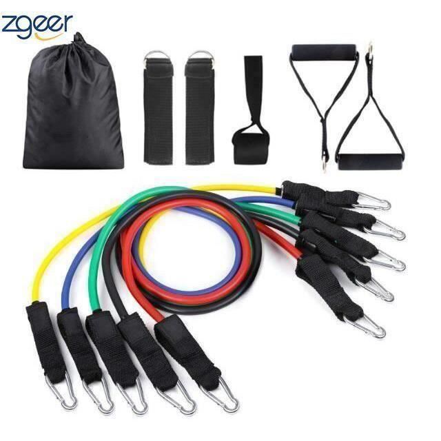 Bandes de Resistance Elastiques Musculation Set, Latex Fitness Exercice Bands Kit avec Ancre de Porte-Poignées-Sangle de Cheville