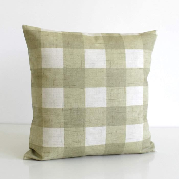 HOUSSE DE COUSSIN Ad4ssdu4 Housse de coussin en vichy style shabby chic - Housse de coussin vichy sauge1562