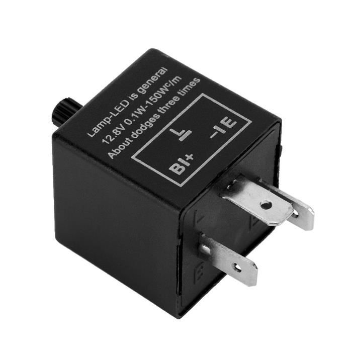 Qiilu relais d'indicateur de signal Fixation de relais de clignotant de clignotant de lumière LED réglable 12V 3 broches pour