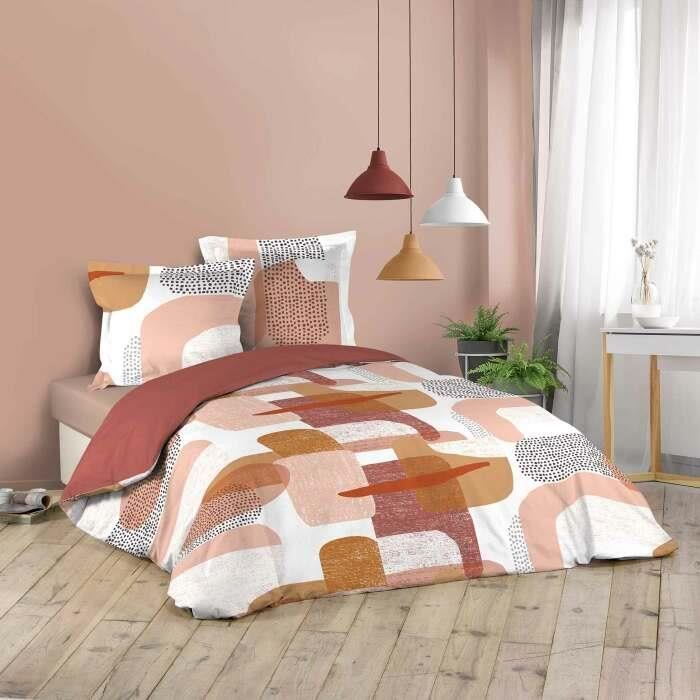 PARURE DE LIT 3 PIECES 260 x 240 CM IMPRIME 42 FILS ALLOVER RIVKA