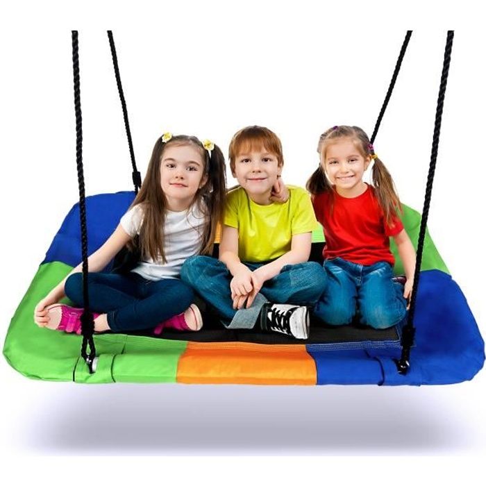 Dripex Balançoire Nid d'Oiseau Extérieur à Suspendre, Grande balançoire Rectangulaire 115 x 75 cm pour Enfant Charge Max 150KG