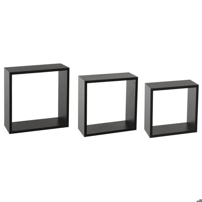 Lot de 3 étagères Cube Fixy MDF_E2 - Noir