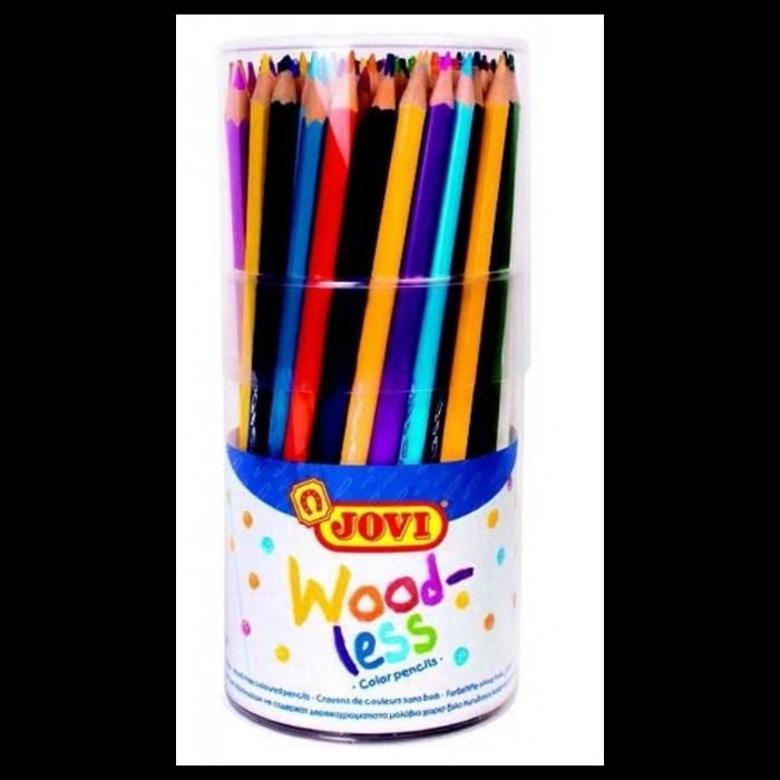 POT DE 84 CRAYONS DE COULEUR WOOD-LESS - JOVI