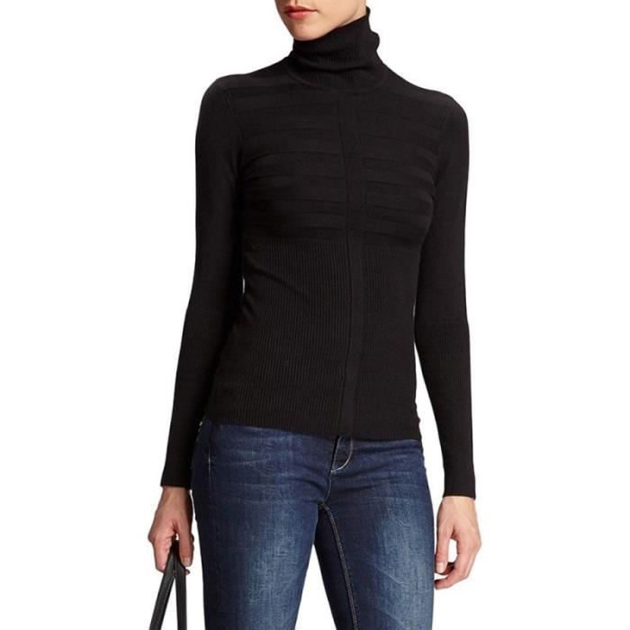 Pull col cheminée noir femme Morgan