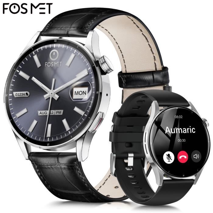 NAIXUES Montre Connectée Homme Militaire 1,32'' HD avec Appel Bluetooth-Tracker d'Activité-Fréquence Cardiaque-Météo iOS Android