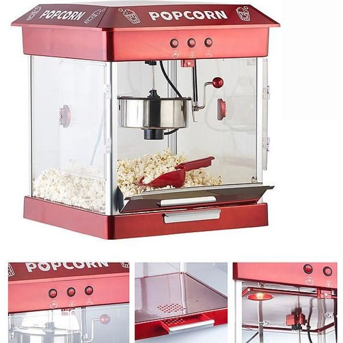 Machine à pop-corn 800 W avec cuve en acier inoxydable