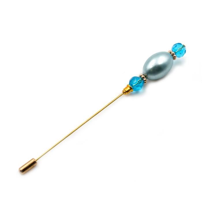 Pic à chapeau broche- fibule -épingle à écharpe avec perle nacrée ovale ivoire - RC05863