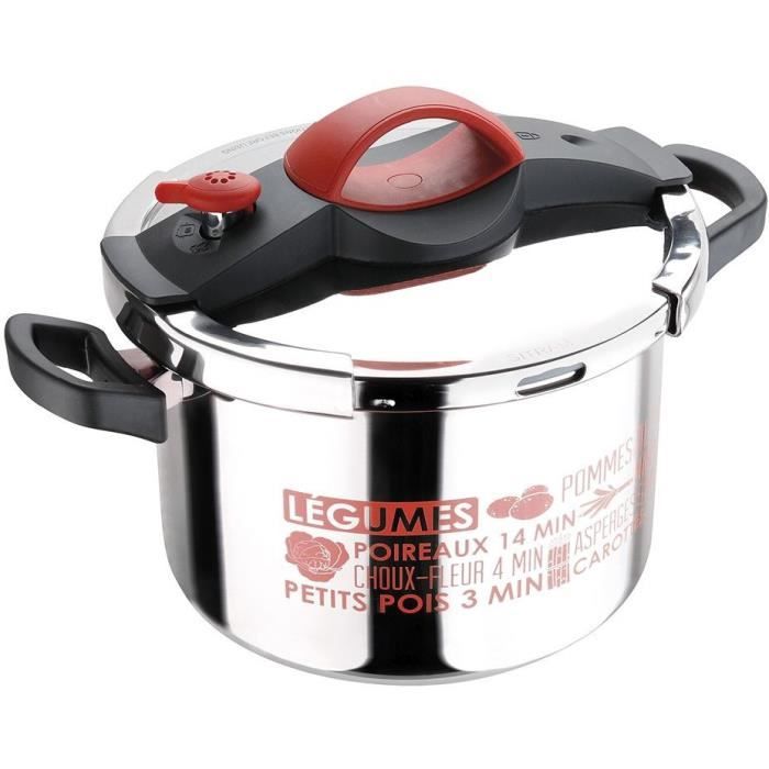 SITRAM - 711687 - autocuiseur sitrapro inox 8l rouge + panier silicone + cuillère silicone grise induction