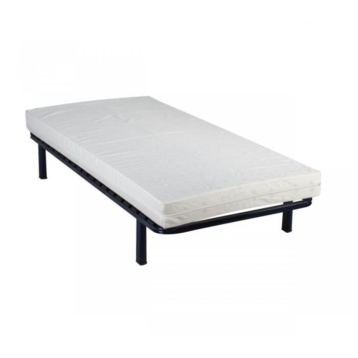 Ensemble Matelas Mousse Someo Junior Cadre à Lattes Pieds 90x190