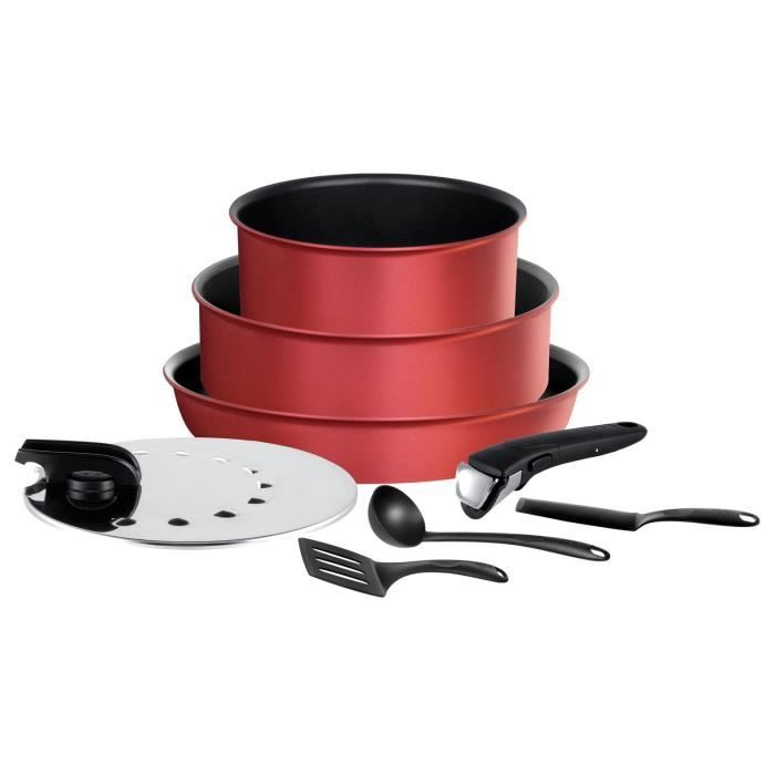 TEFAL INGENIO PERFORMANCE L6598902 Batterie de cuisine - Rouge Surprise - 8 pièces - tous feux dont induction