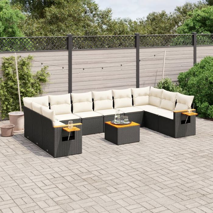 Salon de jardin - vidaXL - 11 pcs - Résine tressée - Housse amovible - Pour 8 personnes
