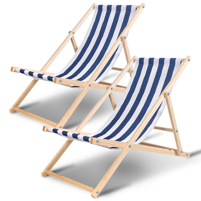 clanmacy chaise longue pivotante pliante chaise longue de plage chaise en bois bleu blanc 2x chaise longue