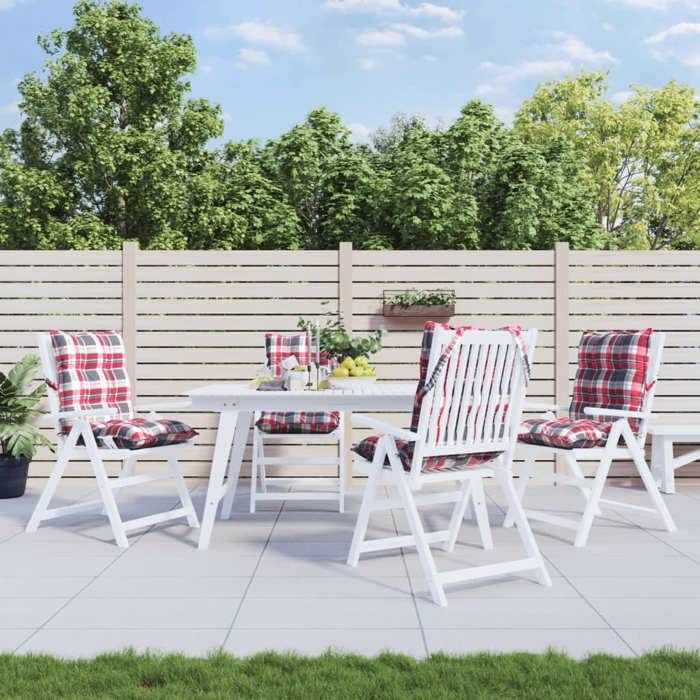 vidaXL Lot de 4 coussins de chaise à dossier bas motif carreaux - vue 3