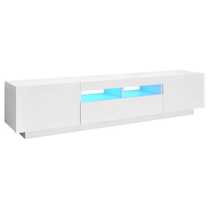 Armoire TV - Meuble TV - avec lumières LED - Blanc 180x35x40 cm LL96997