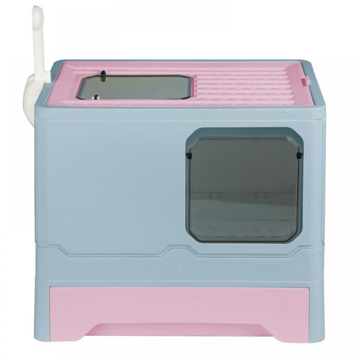 Comparer les prix de B.LIVEM Bac à Litière pour Chat en PP - avec Pelle - Maison pour chat XXL de Grande Capacité - 45×35×38cm - Bleu + Rose