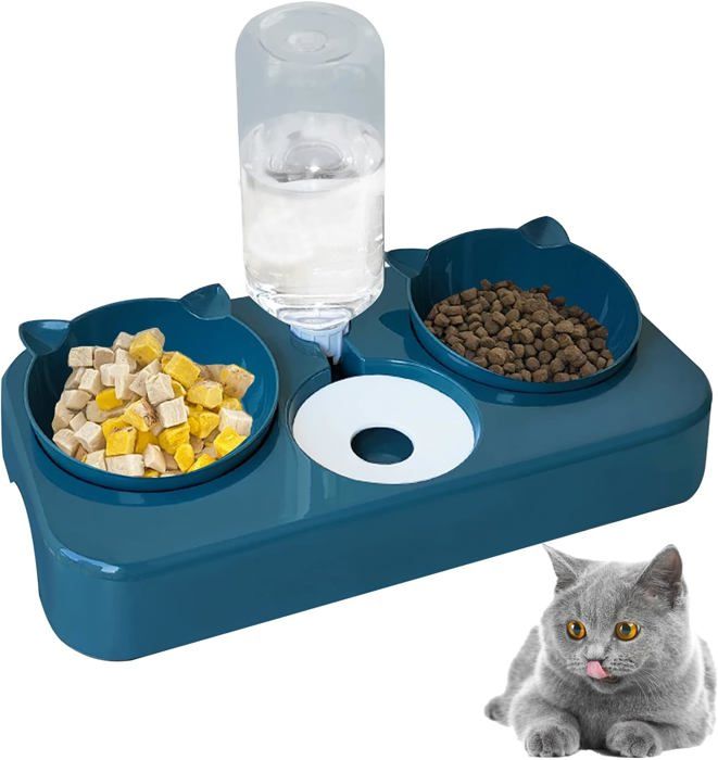 Meilleurs prix pour Bowl Automatici Abreuvoir Chat Para Deau et de Nourriture Distributeur Deau Automatici Parfait Inclinable Cou de Protection pour (B